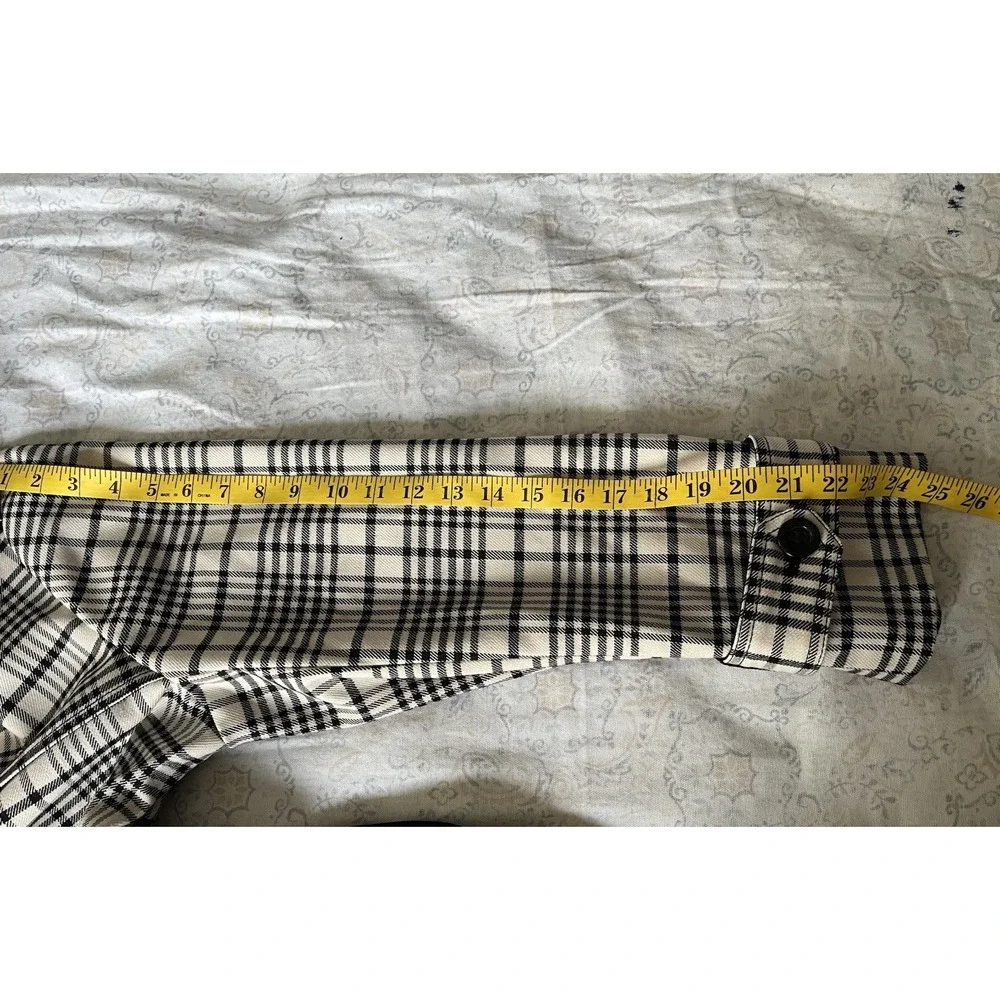 ANN TAYLOR Women's Houndstooth‎ Twill Trend Coat XL Black Beige Pocket Button Up - Picture 5 of 16